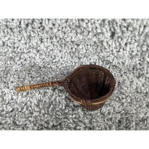 Antique Bamboo Basket Style Tea Strainer Infuser Kitchen Utensil Handmade